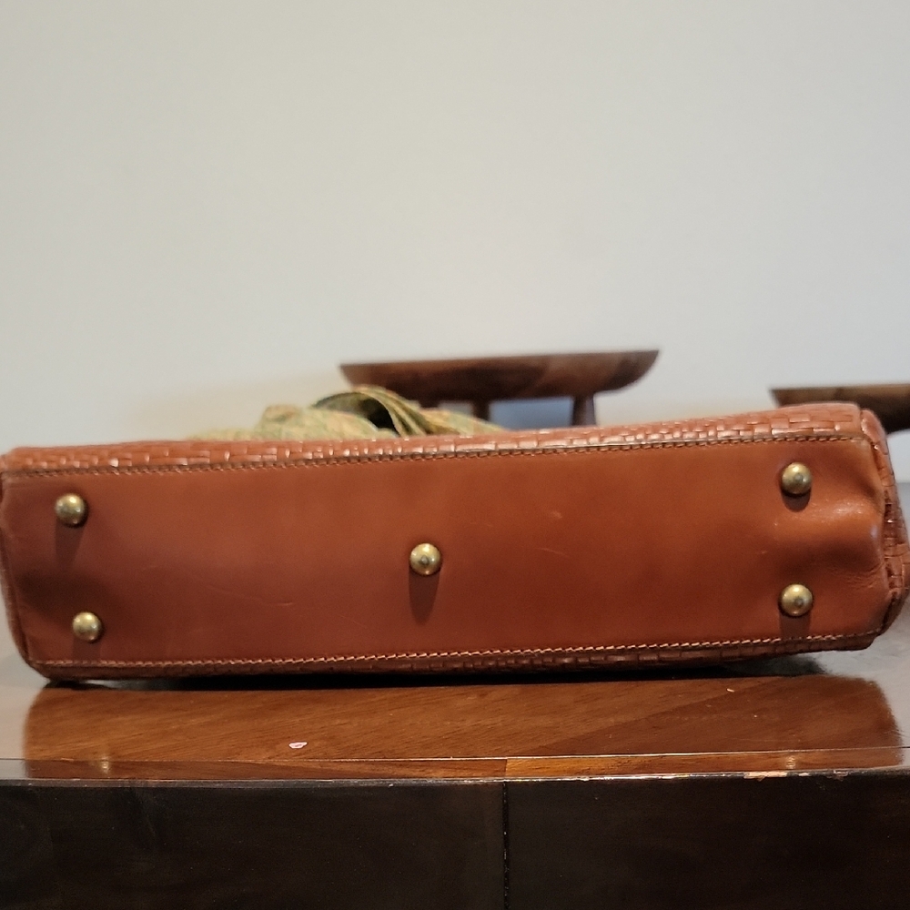 Patricia Nash Brown Woven Leather Handbag with Scarf - Picture 2 of 8